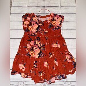 NWOT Women's Free People Harper Red Floral Corduroy Mini Dress